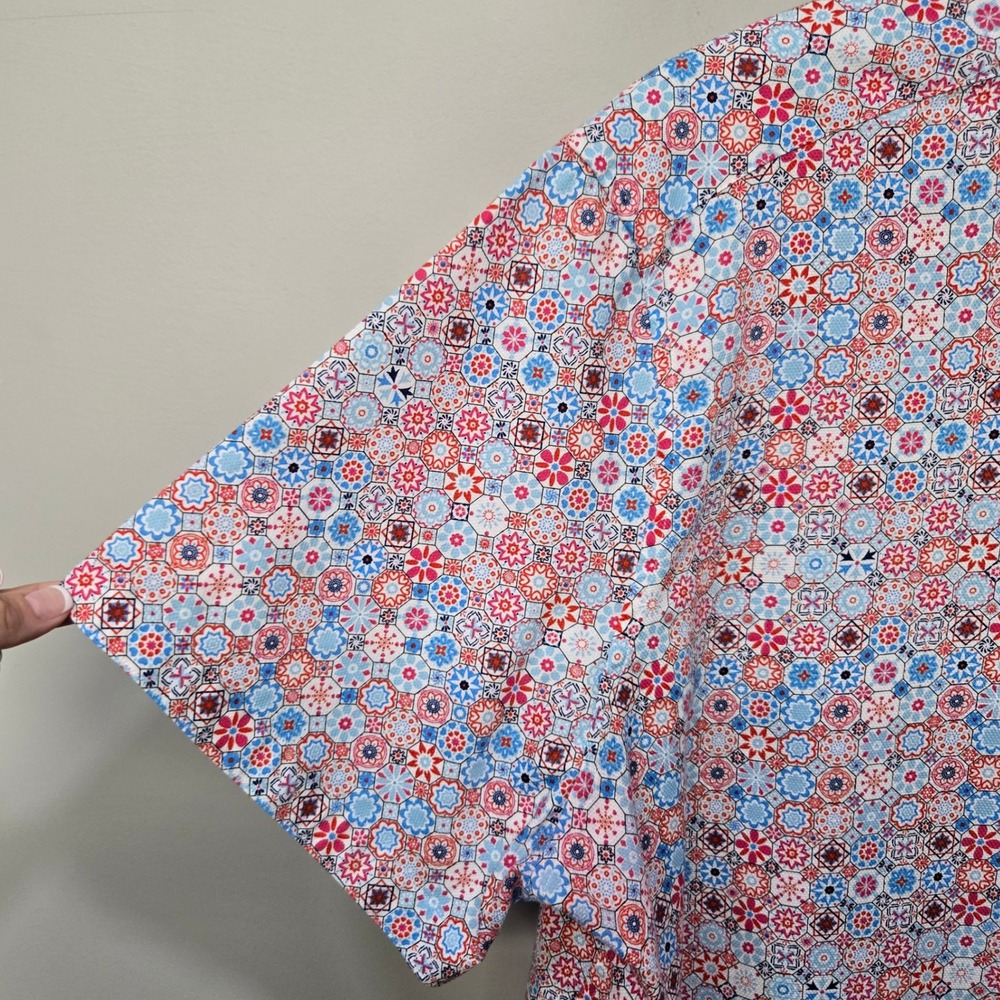 Johnston & Murphy Casual Button Up Shirt Big Tall XXXL 100% Cotton‎ Mosaic Print - Picture 3 of 7